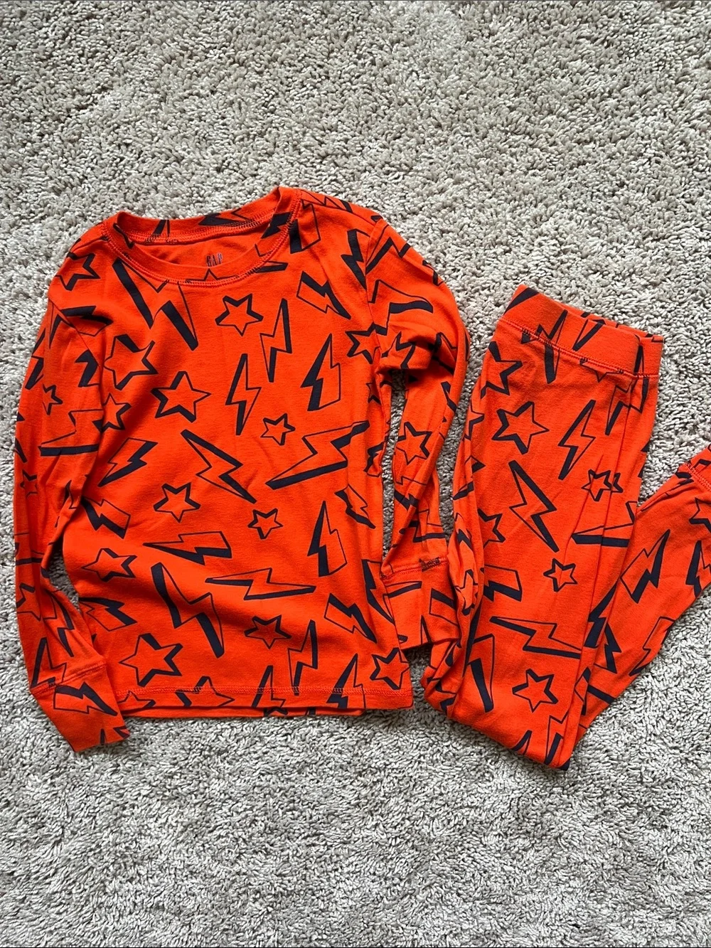 Gap Kids Orange Lightning & Star Pajama Set, 8